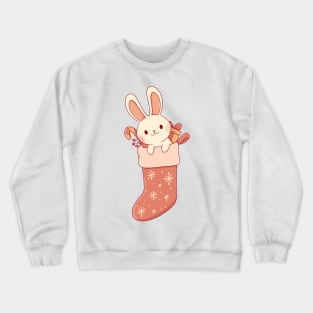 Christmas bunny in stocking Crewneck Sweatshirt